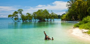 Children enjoy themselves on a sunny day at the Andaman Islands