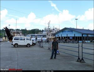 Ferry ticket reservation counter at the backdrop