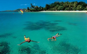Tourist enjoy snorkeling at the virgin beaches of Neil Islands