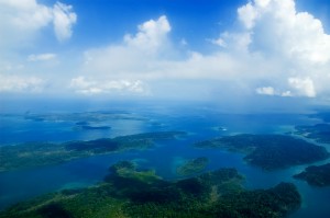 An aerial view of the Andaman archipelago.
