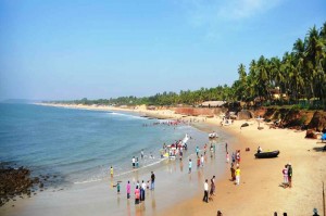 Crowds throng the beaches of Tarkarli during the peak season