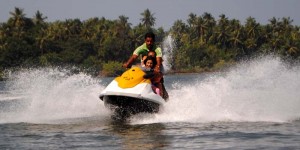 Tourist enjoy a guided Jet Ski trip.