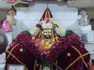 The idol of Shivaji Maharaj within the temple
