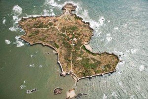 An aerial view of the Sindhudurg Fort.