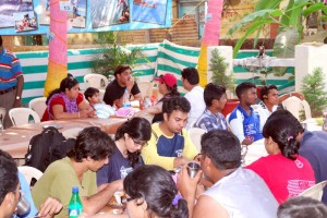 Tourist enjoy their Malvani meal at the Only Fish restaurant.