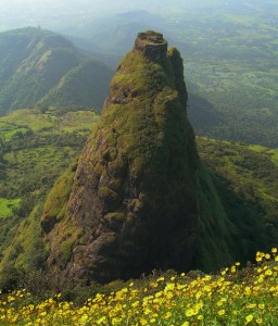 A splendid view of the valley and Kalavantin Durg from the Prabalgad fort