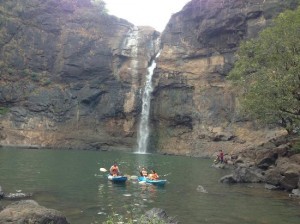 Kayaking at the base of the falls.